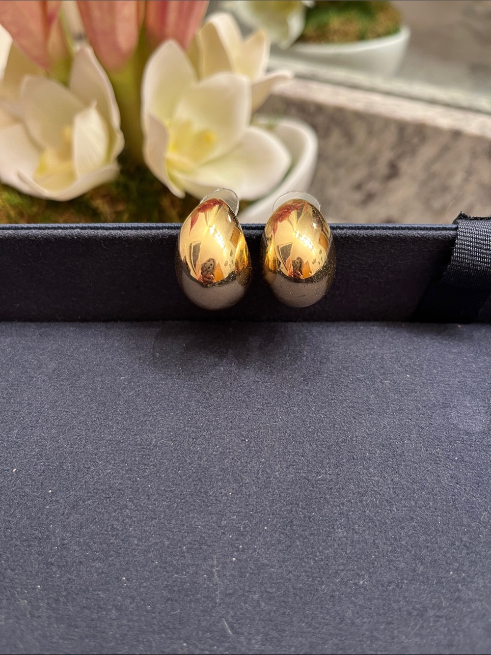 Gold-Tone Polished Dome Clip Earrings